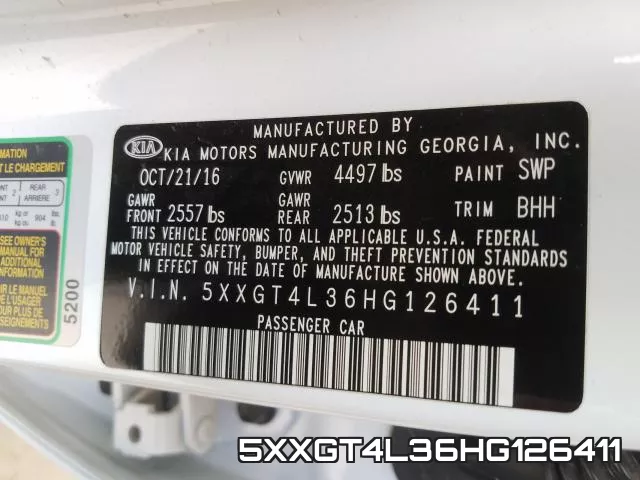 5XXGT4L36HG126411 фото 2