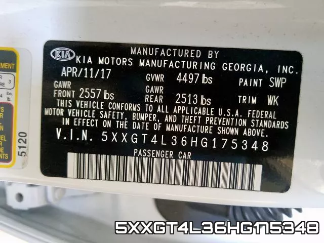 5XXGT4L36HG175348 фото 2