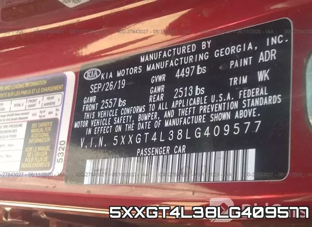 5XXGT4L38LG409577 фото 10