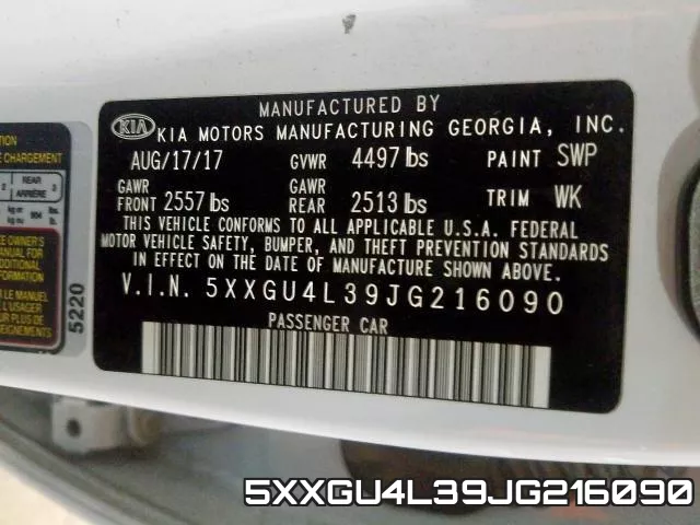 5XXGU4L39JG216090 фото 2