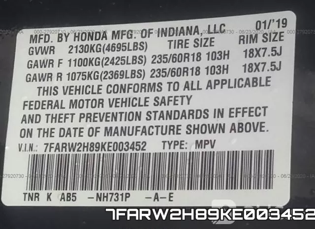 7FARW2H89KE003452 фото 10