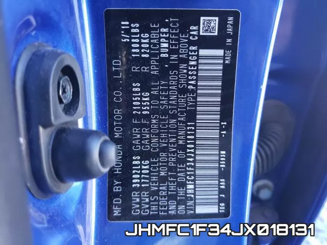 JHMFC1F34JX018131 фото 2