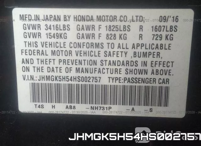 JHMGK5H54HS002757 фото 10