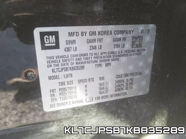 KL7CJPSB7KB835289 фото 2