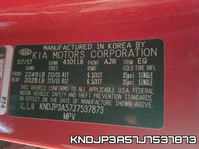KNDJP3A57J7537873 фото 2