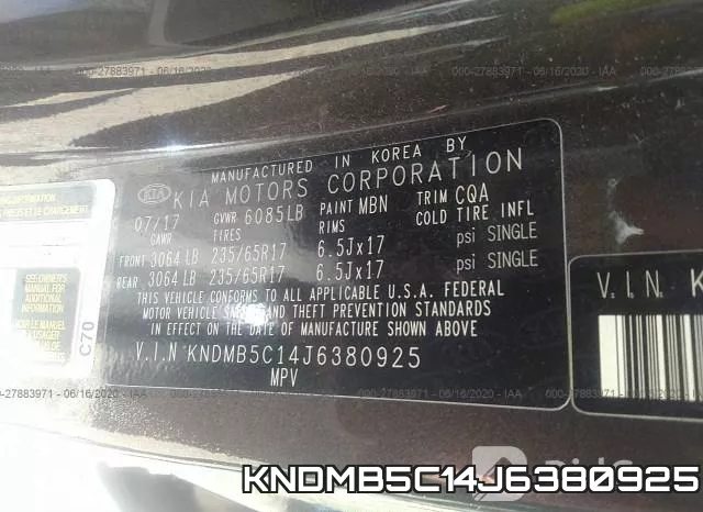 KNDMB5C14J6380925 фото 10