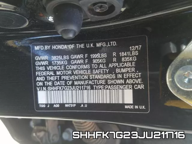 SHHFK7G23JU211716 фото 2