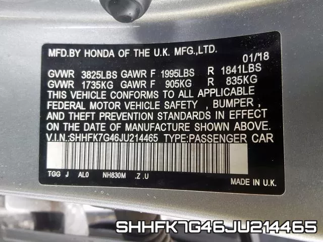 SHHFK7G46JU214465 фото 2