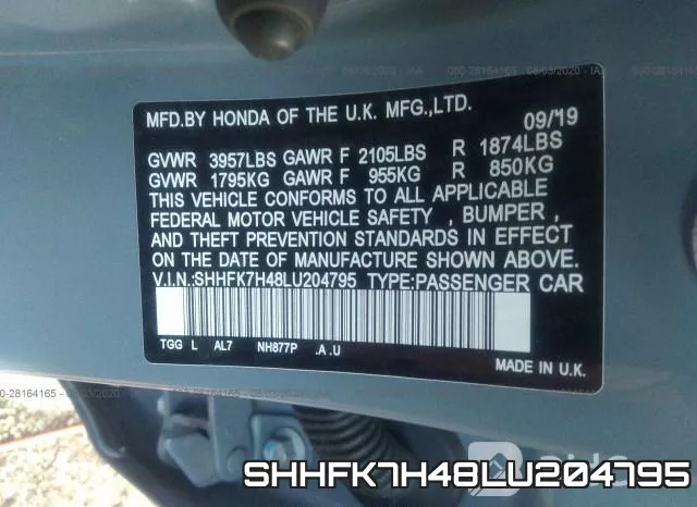 SHHFK7H48LU204795 фото 10