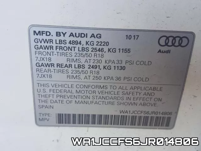 WA1JCCFS6JR014806 фото 2