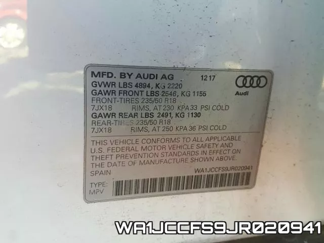 WA1JCCFS9JR020941 фото 2