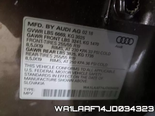 WA1LAAF74JD034323 фото 2