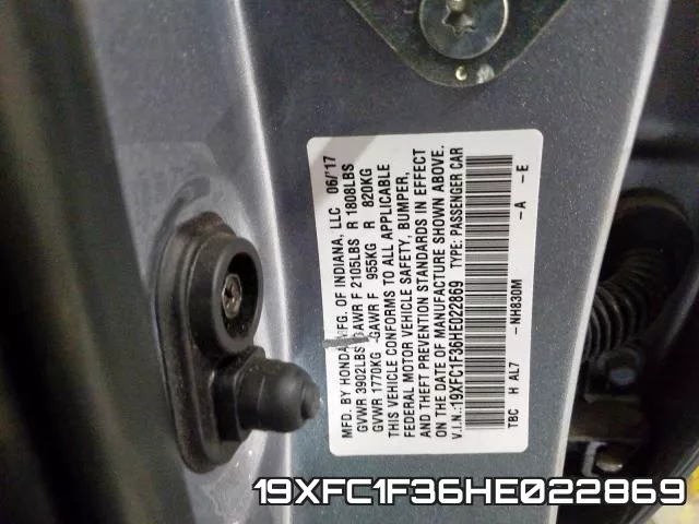 19XFC1F36HE022869 фото 2