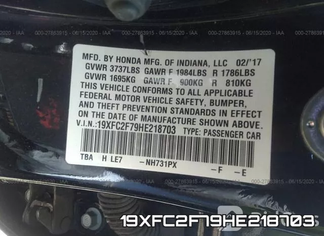 19XFC2F79HE218703 фото 10