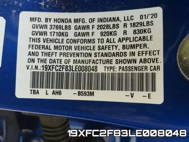 19XFC2F83LE008048 фото 2