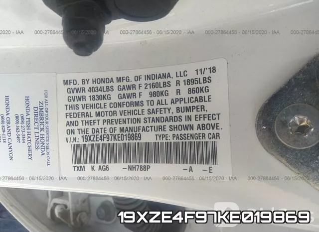 19XZE4F97KE019869 фото 10