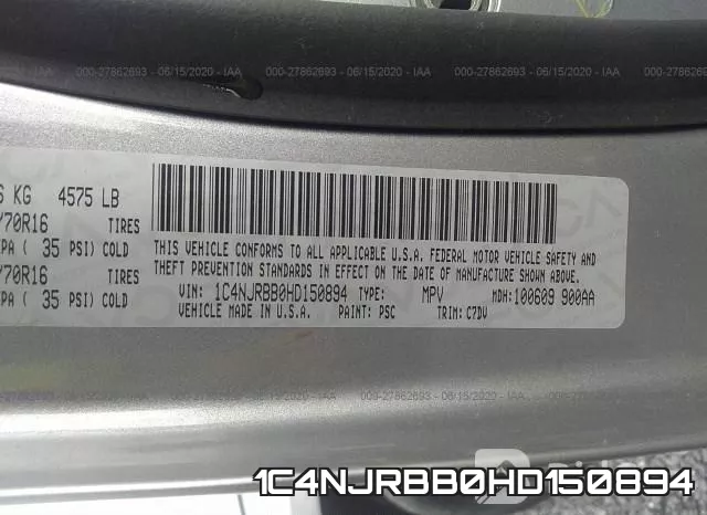 1C4NJRBB0HD150894 фото 10