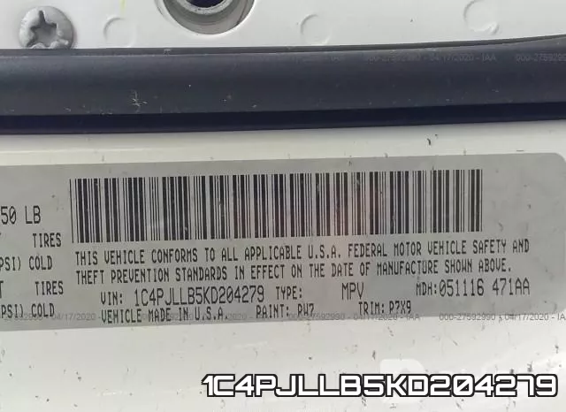 1C4PJLLB5KD204279 фото 10