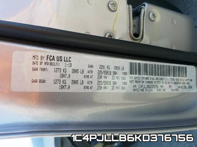 1C4PJLLB6KD376756 фото 2