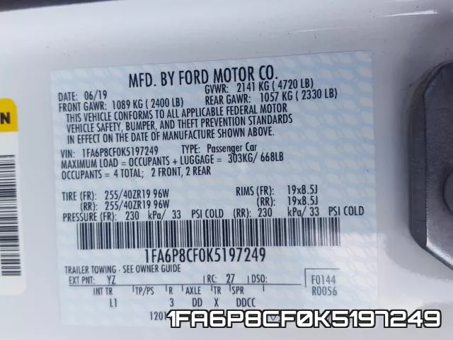 1FA6P8CF0K5197249 фото 2
