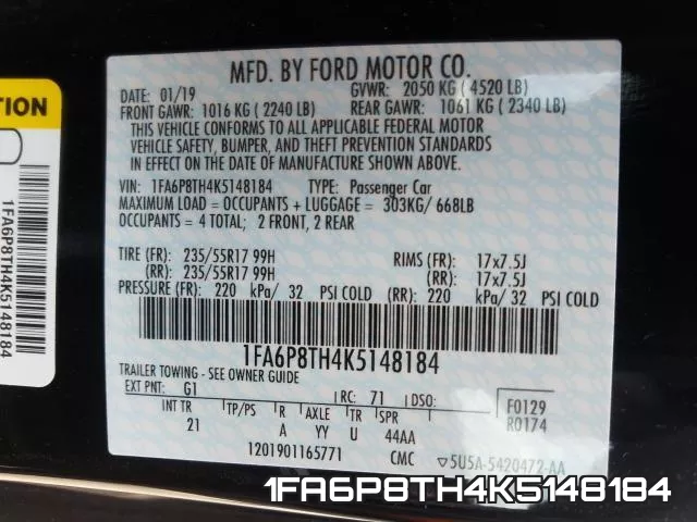 1FA6P8TH4K5148184 фото 2