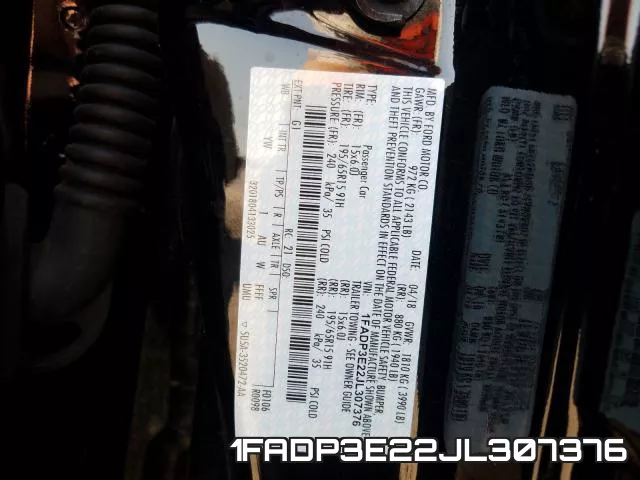 1FADP3E22JL307376 фото 2