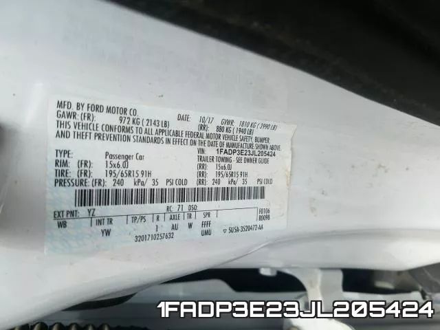 1FADP3E23JL205424 фото 2
