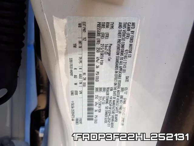 1FADP3F22HL252131 фото 2