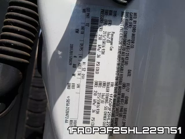 1FADP3F25HL229751 фото 2