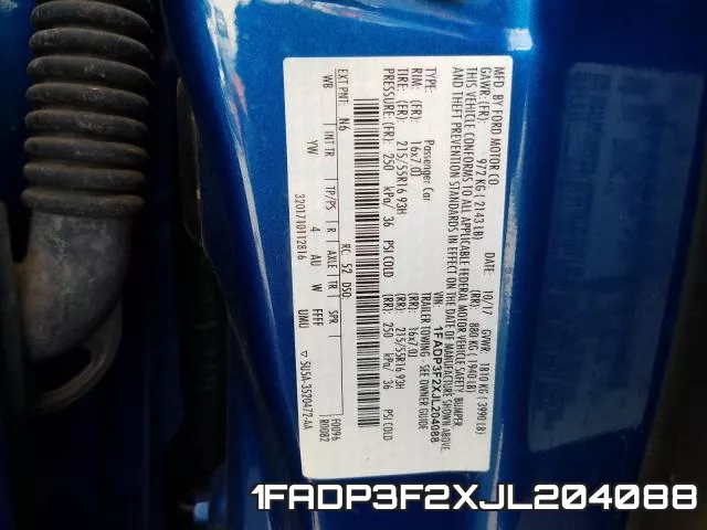 1FADP3F2XJL204088 фото 2