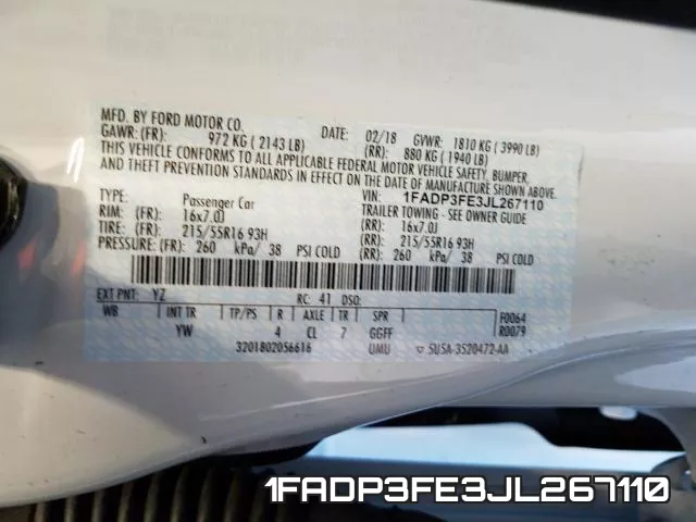 1FADP3FE3JL267110 фото 2