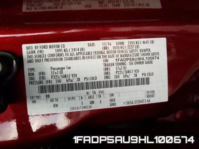 1FADP5AU9HL100674 фото 2