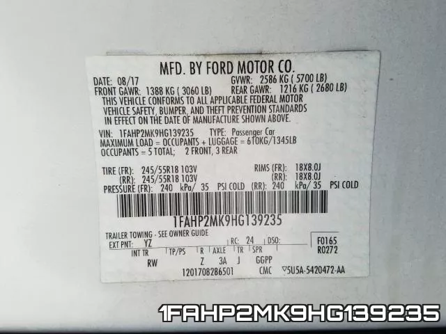 1FAHP2MK9HG139235 фото 2