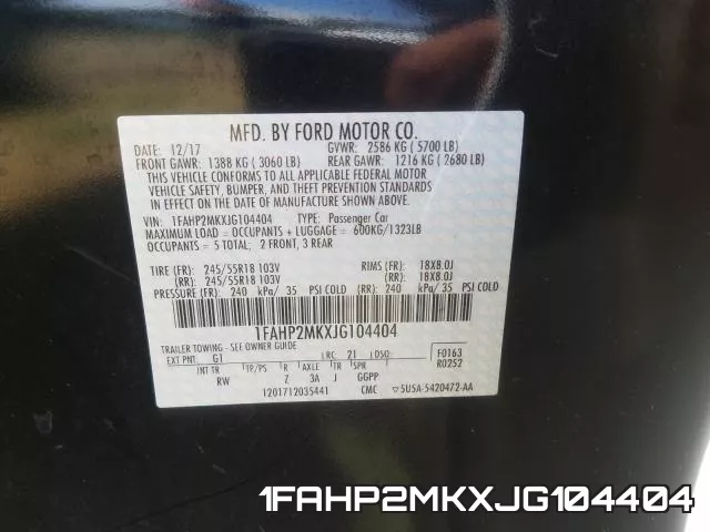 1FAHP2MKXJG104404 фото 2
