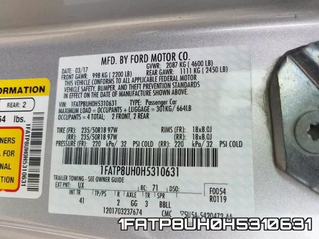 1FATP8UH0H5310631 фото 2