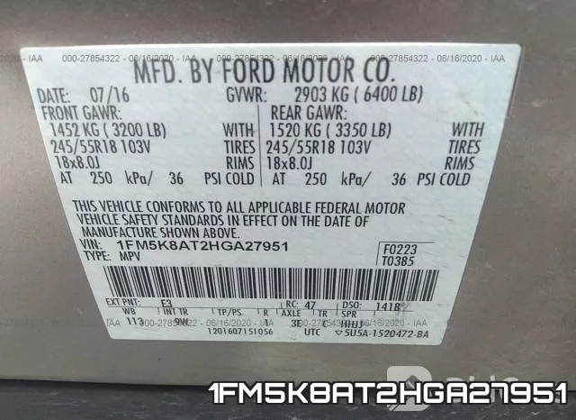 1FM5K8AT2HGA27951 фото 10