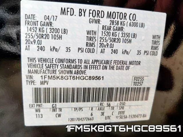 1FM5K8GT6HGC89561 фото 2