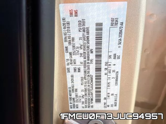 1FMCU0F73JUC94957 фото 2