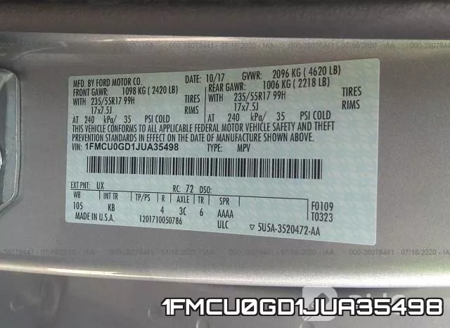 1FMCU0GD1JUA35498 фото 10
