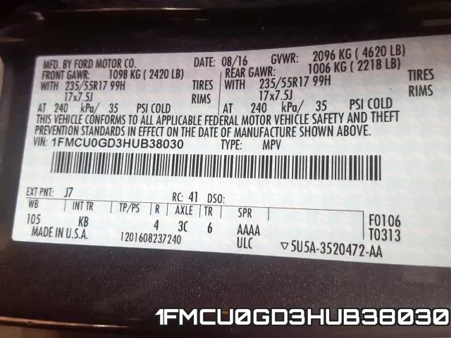 1FMCU0GD3HUB38030 фото 2