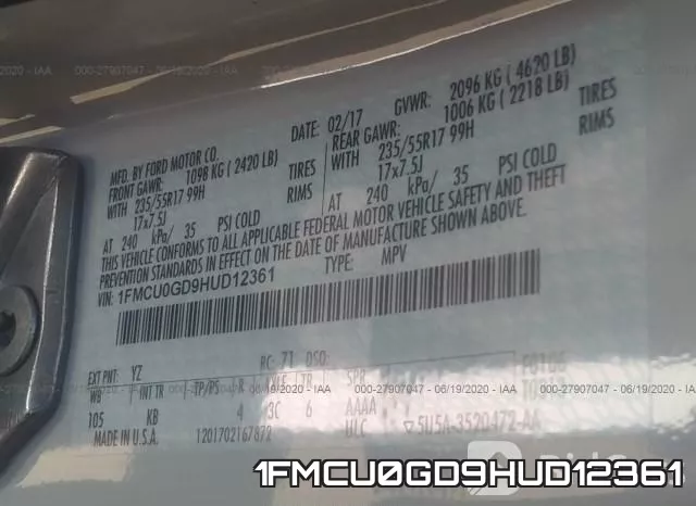 1FMCU0GD9HUD12361 фото 10