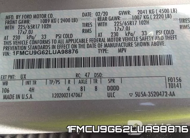 1FMCU9G62LUA98876 фото 10