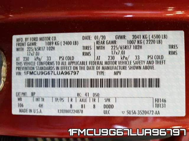 1FMCU9G67LUA96797 фото 2