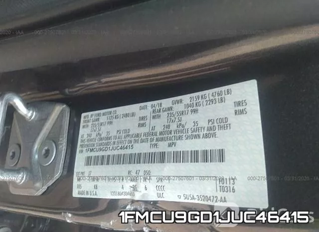 1FMCU9GD1JUC46415 фото 10