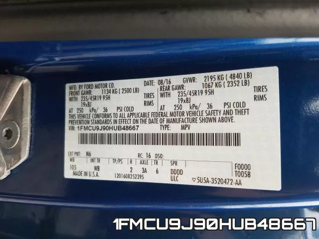 1FMCU9J90HUB48667 фото 2