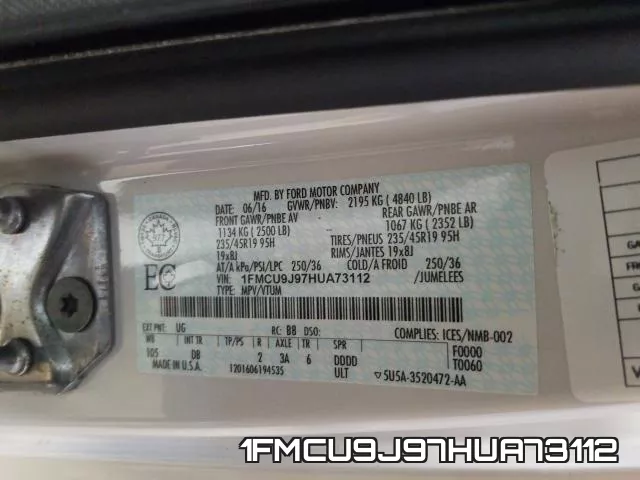 1FMCU9J97HUA73112 фото 2