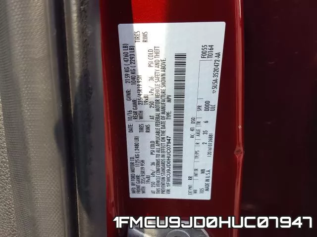 1FMCU9JD0HUC07947 фото 2