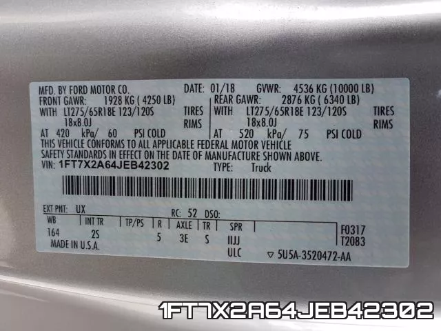 1FT7X2A64JEB42302 фото 2