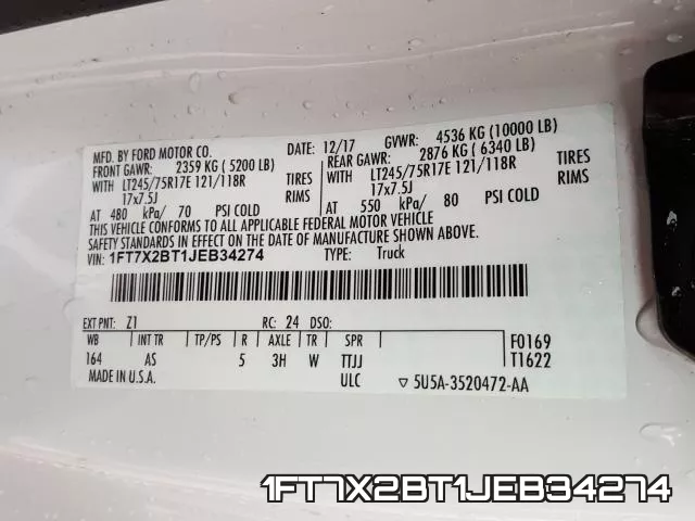 1FT7X2BT1JEB34274 фото 2