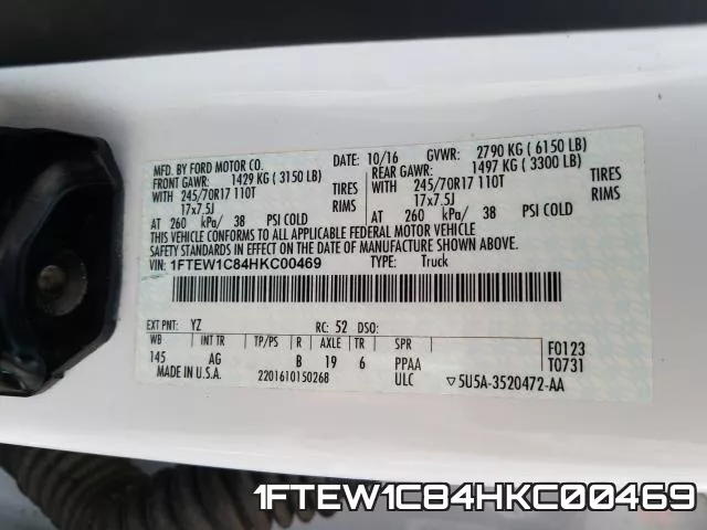 1FTEW1C84HKC00469 фото 2